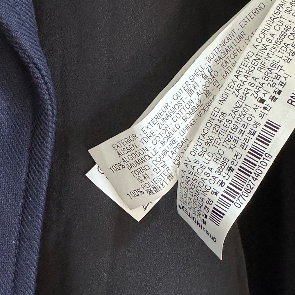 Zara Basic Navy Double Breasted Jacket Peacoat Si… - image 5